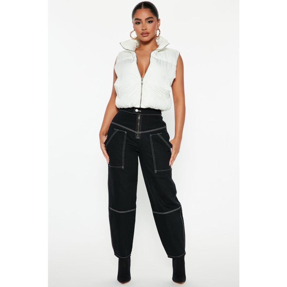 Fashion Nova Winding Down Cropped Utility Jeans Womens Size 9